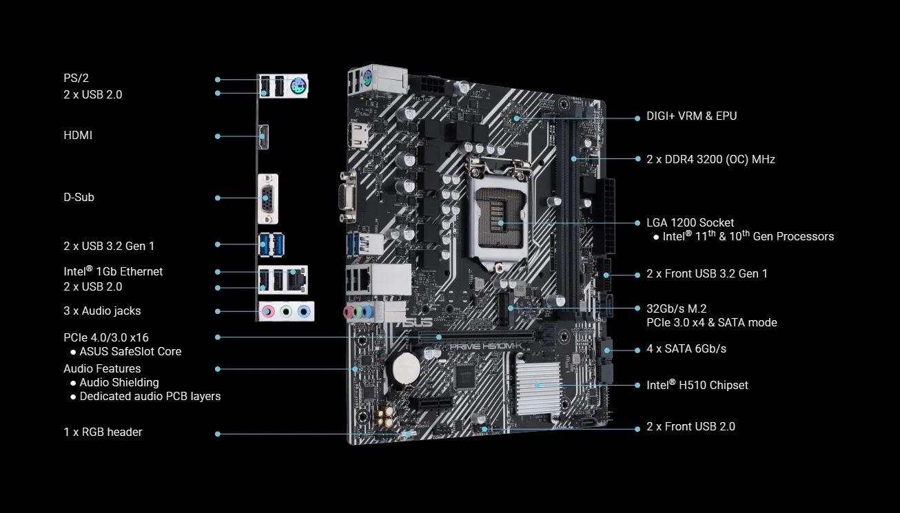 Mainboard ASUS Prime H510M-K (Intel H510 | Socket 1200 | m-ATX | DDR4)